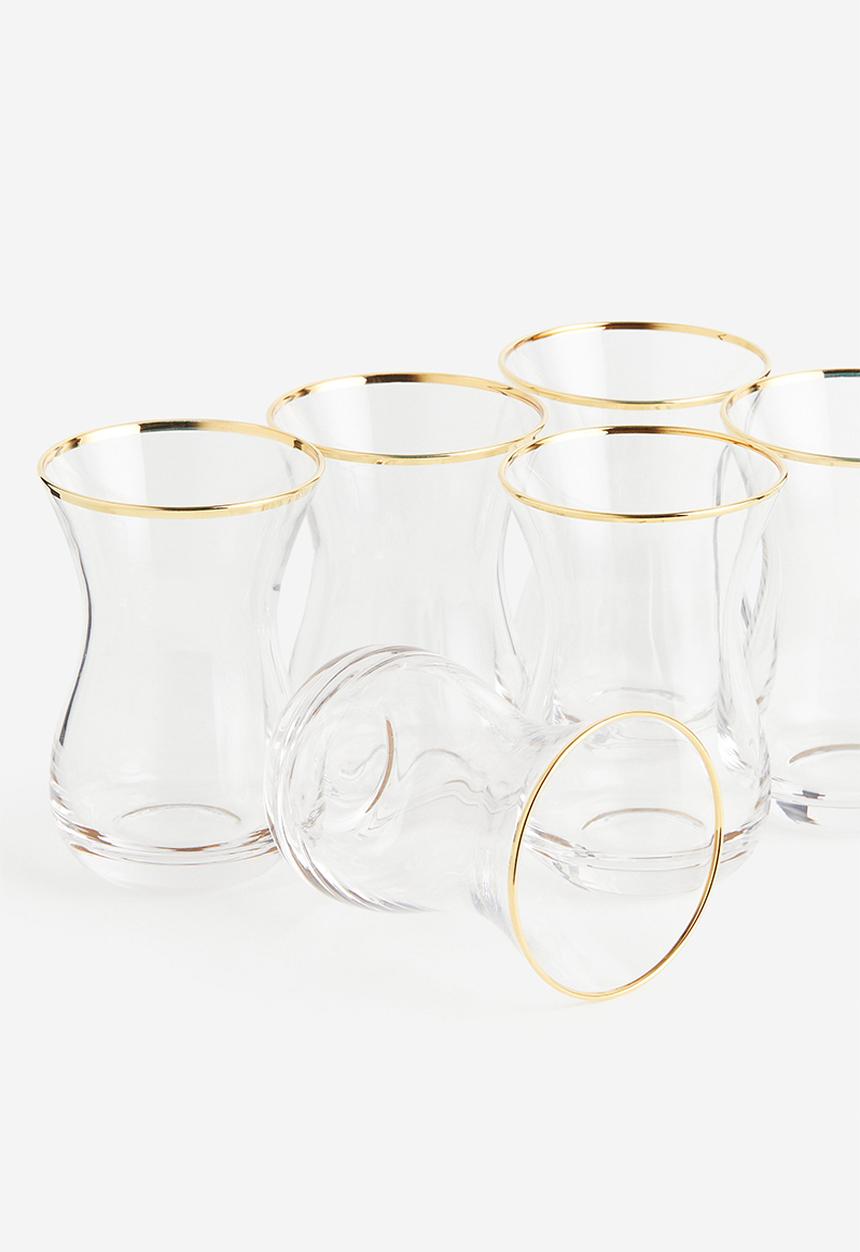 H&M - 6-Pack glasses - clear glass gold-coloured