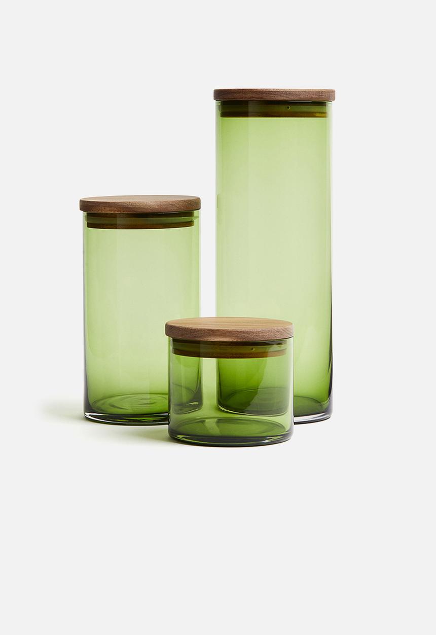 H&M - Glass jar with lid - green