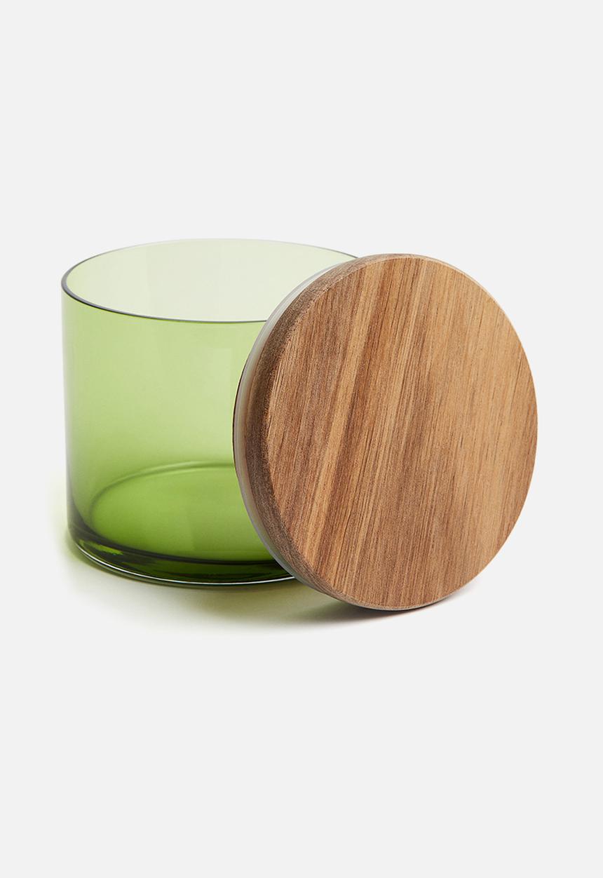 H&M - Small glass jar with lid - green