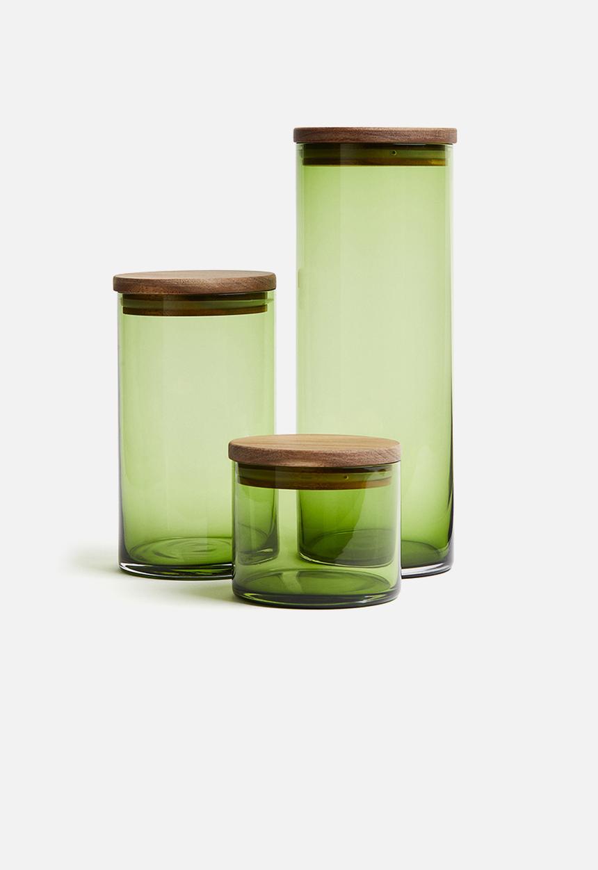 H&M - Small glass jar with lid - green