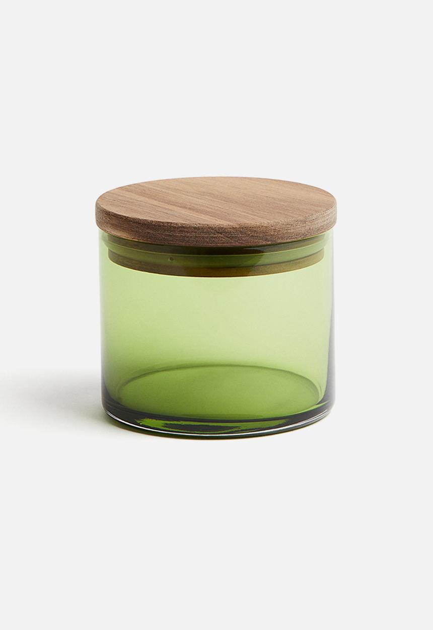 H&M - Small glass jar with lid - green