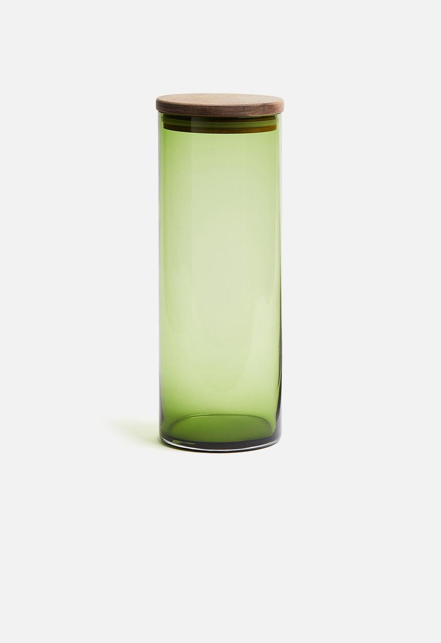 H&M - Tall glass jar with lid - green