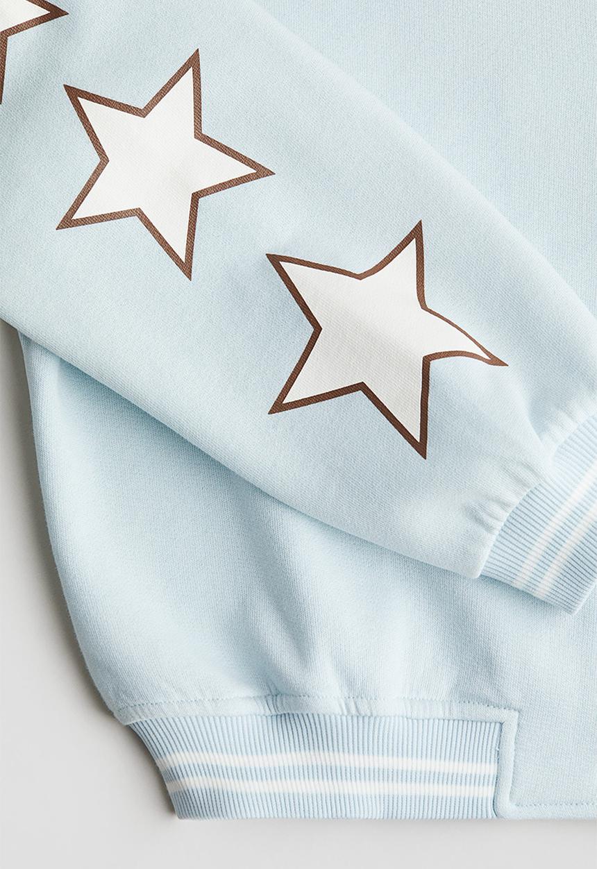 H&M - Printed sweatshirt baseball jacket - light blue/hello kitty