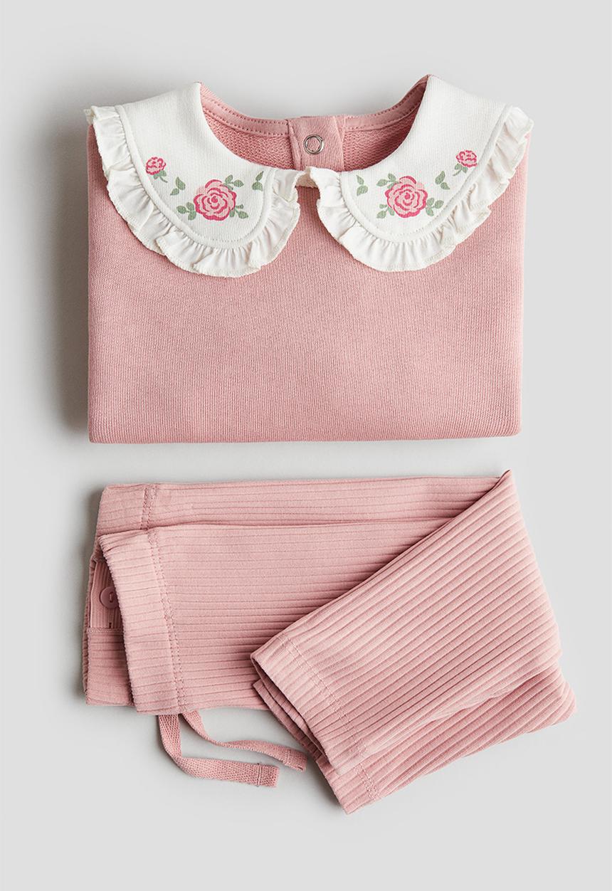 H&M - 2-Piece top and leggings set - pink roses
