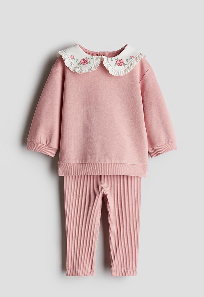 H&M - 2-Piece top and leggings set - pink roses