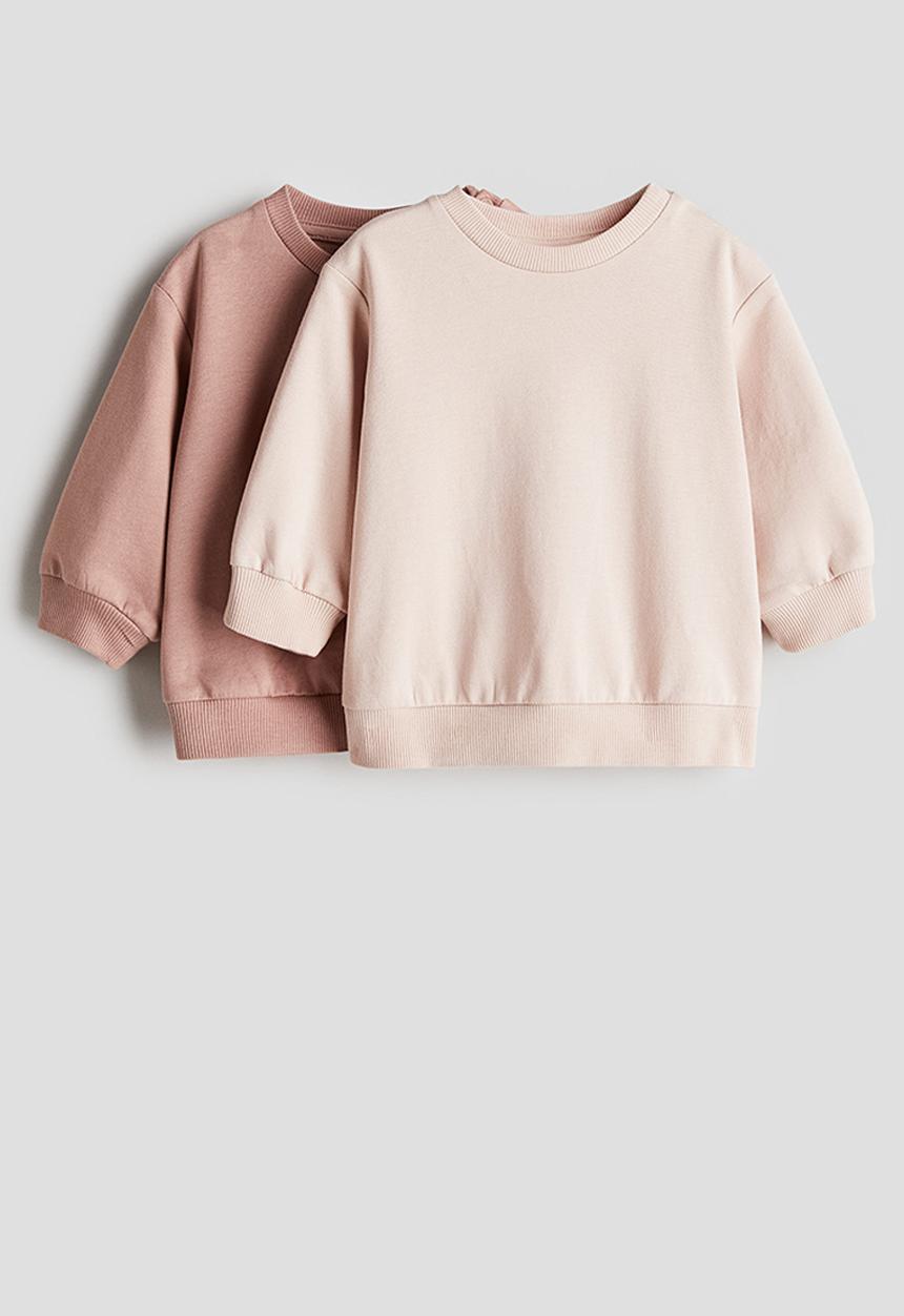 H&M - 2 pack cotton sweatshirts - dusty pink & light pink