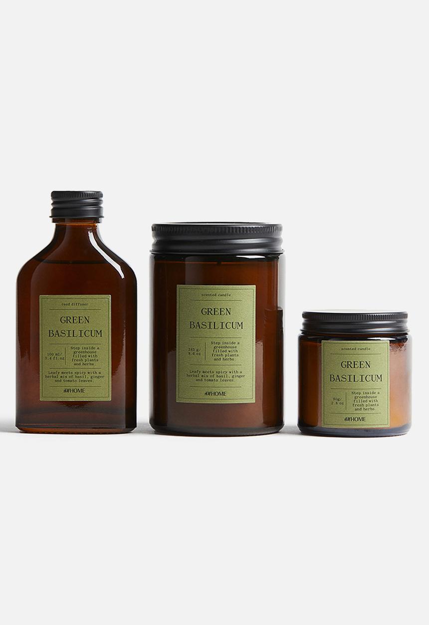 H&M - Small scented candle in glass holder - green basilicum