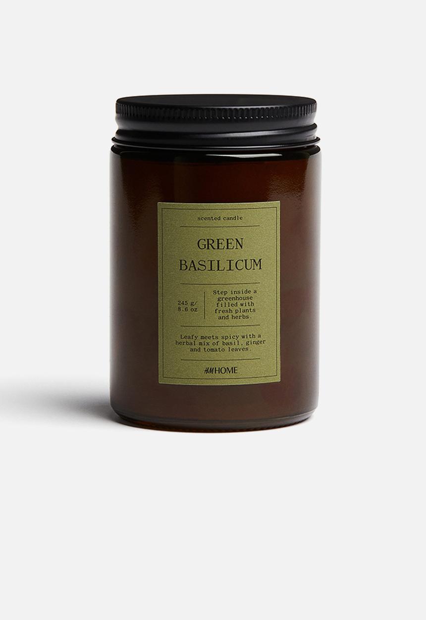 H&M - Small scented candle in glass holder - green basilicum