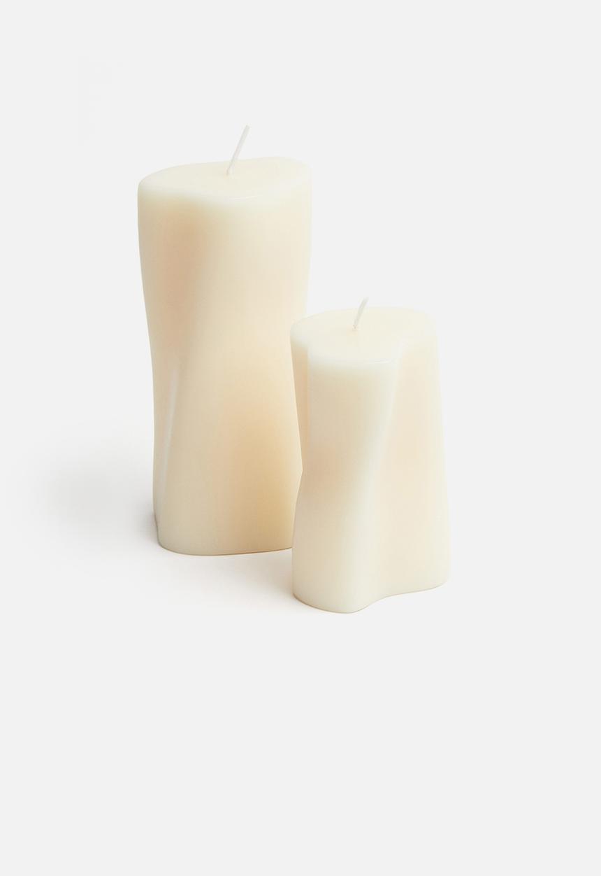 H&M - Tall asymmetric pillar candle - white
