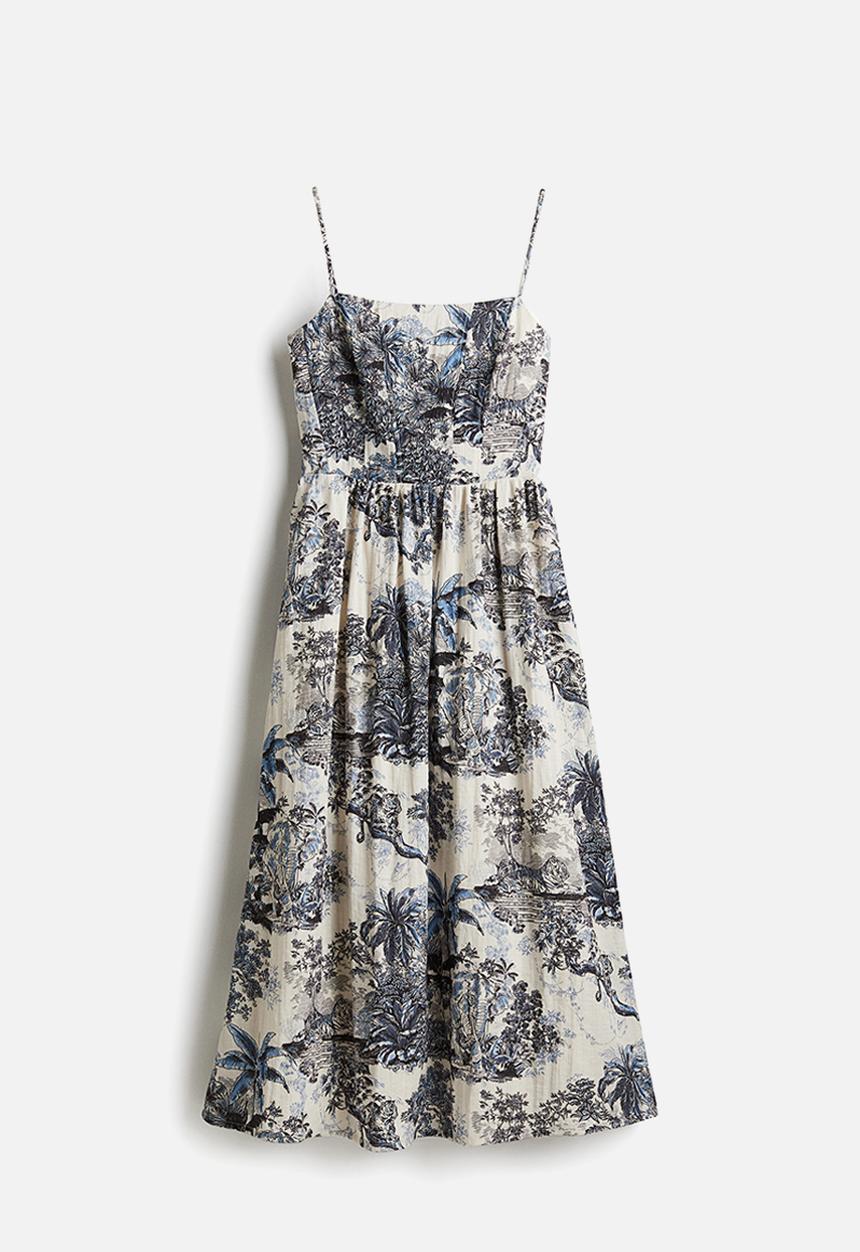 H&M - Strappy midi dress - cream patterned