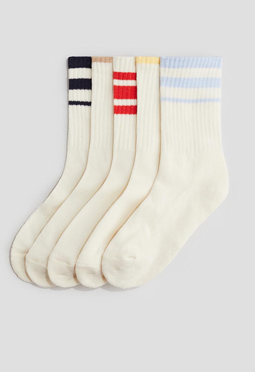 H&M - 5 pack ribbed terry socks - cream