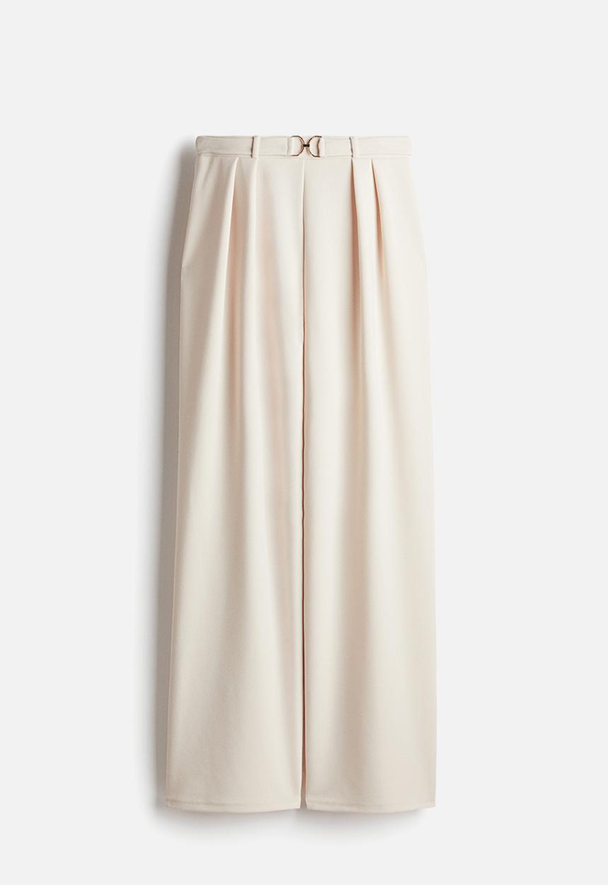 H&M - Buckle-detail tailored trousers - cream