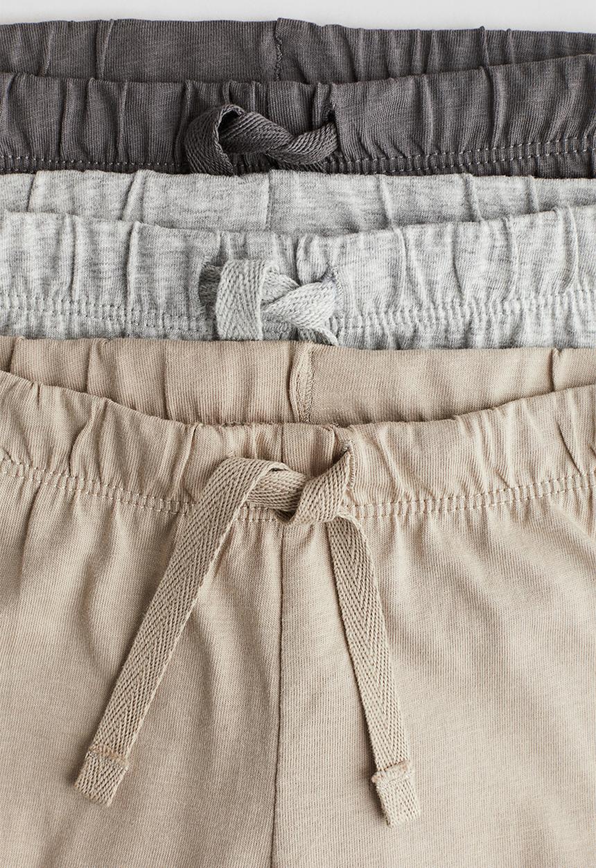 H&M - 3 pack cotton jersey joggers - light beige & grey 