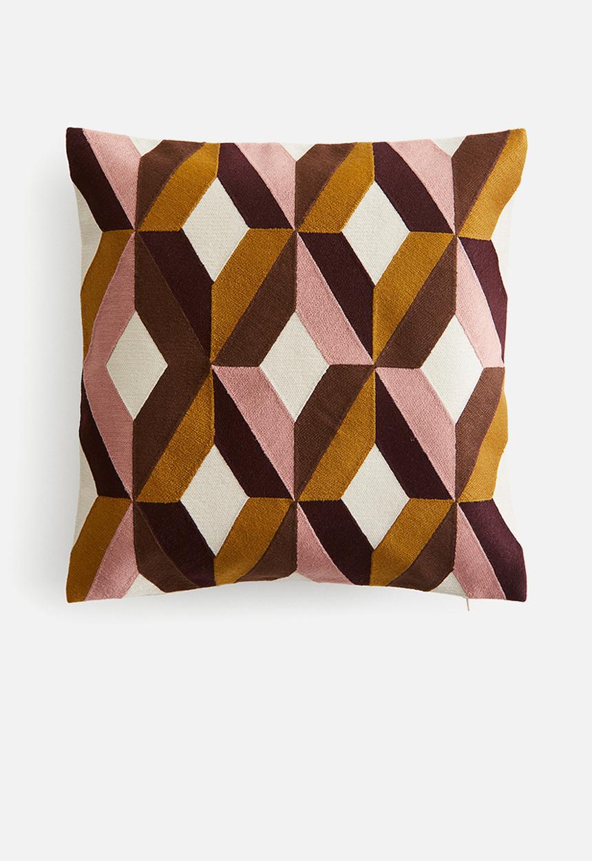 H&M - Embroidered cushion cover - pink/block-coloured 
