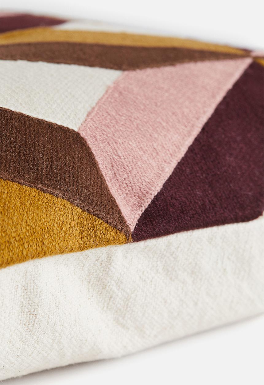 H&M - Embroidered cushion cover - pink/block-coloured 