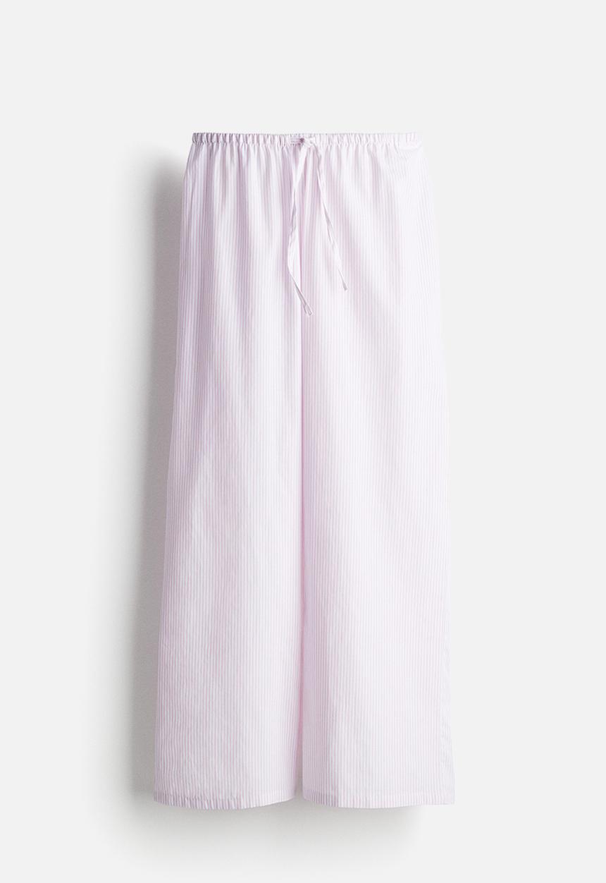 H&M - Cotton pyjama bottoms - light pink white striped