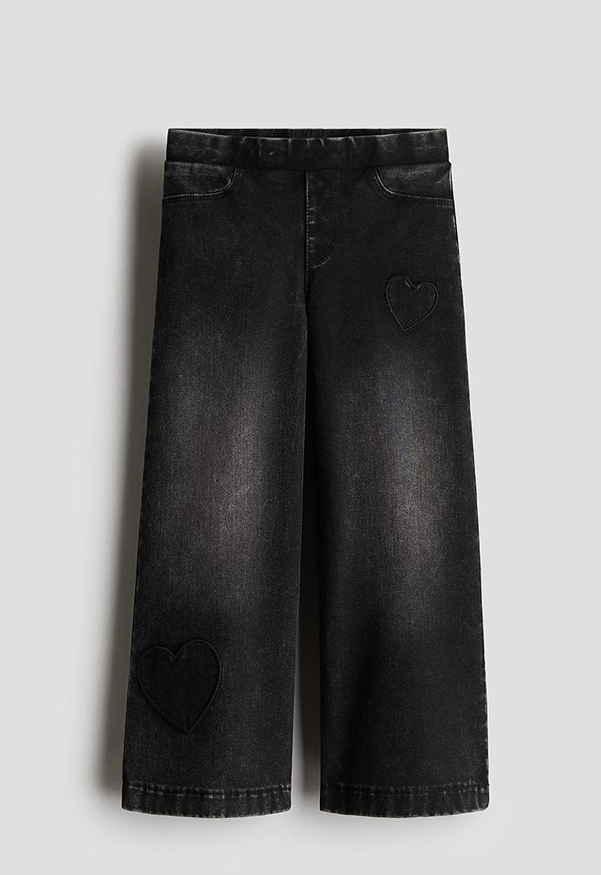 H&M - Wide denim-look trousers - dark grey