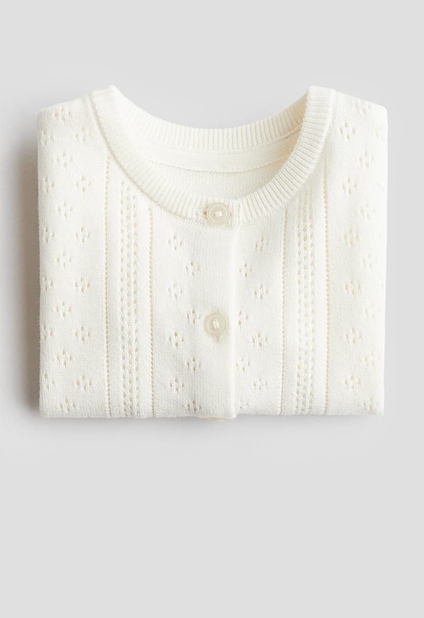 H&M - Pattern-knitted cotton cardigan - white