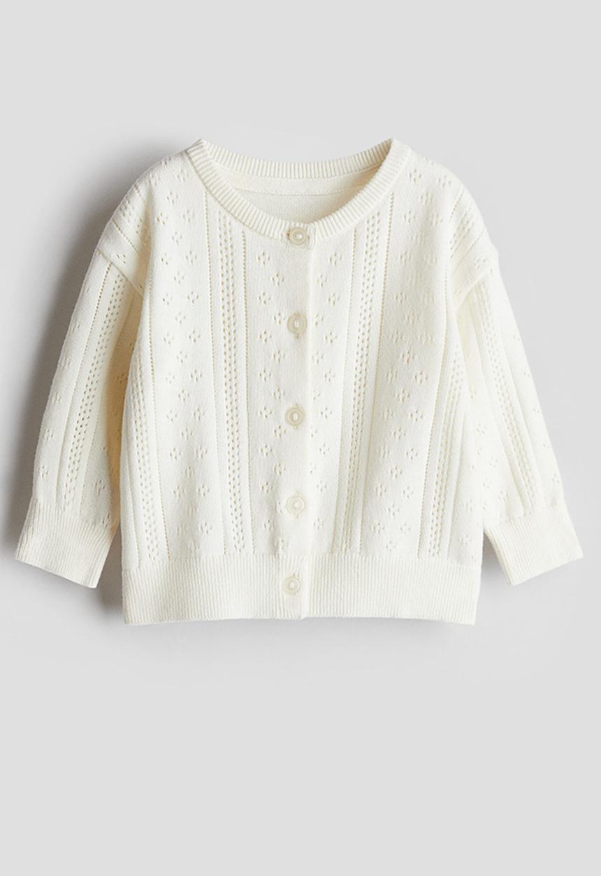 H&M - Pattern-knitted cotton cardigan - white