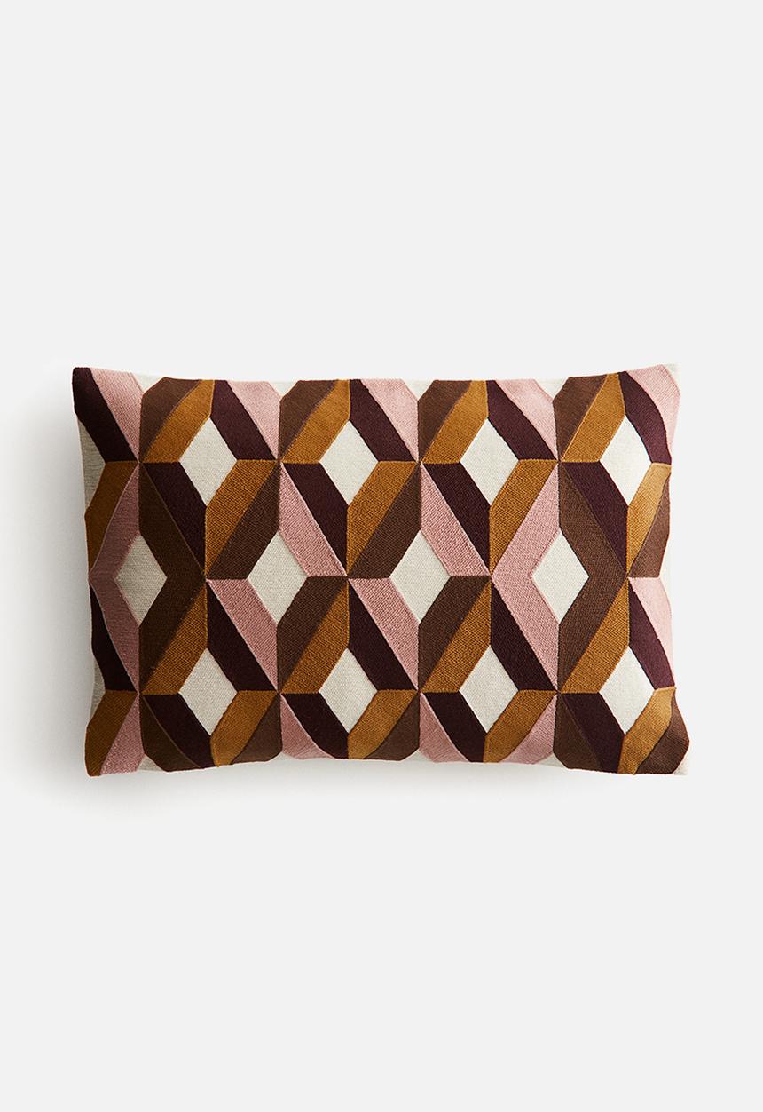 H&M - Embroidered cushion cover - pink/block-coloured 