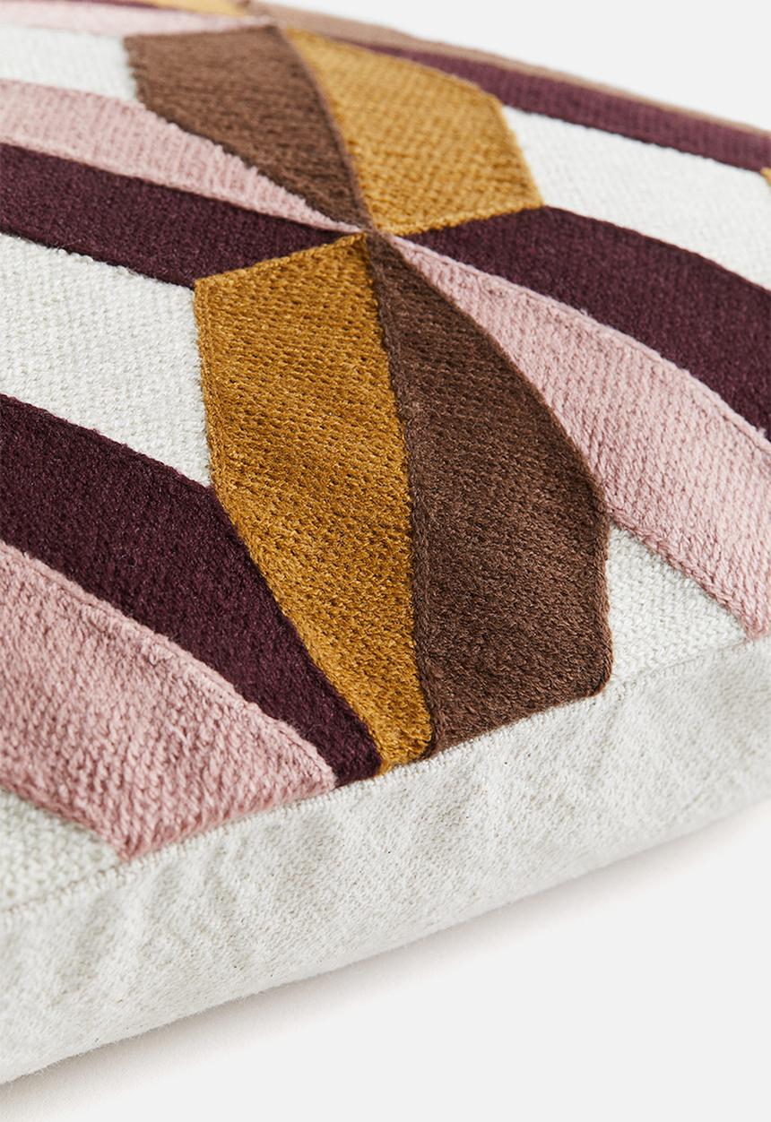 H&M - Embroidered cushion cover - pink/block-coloured 