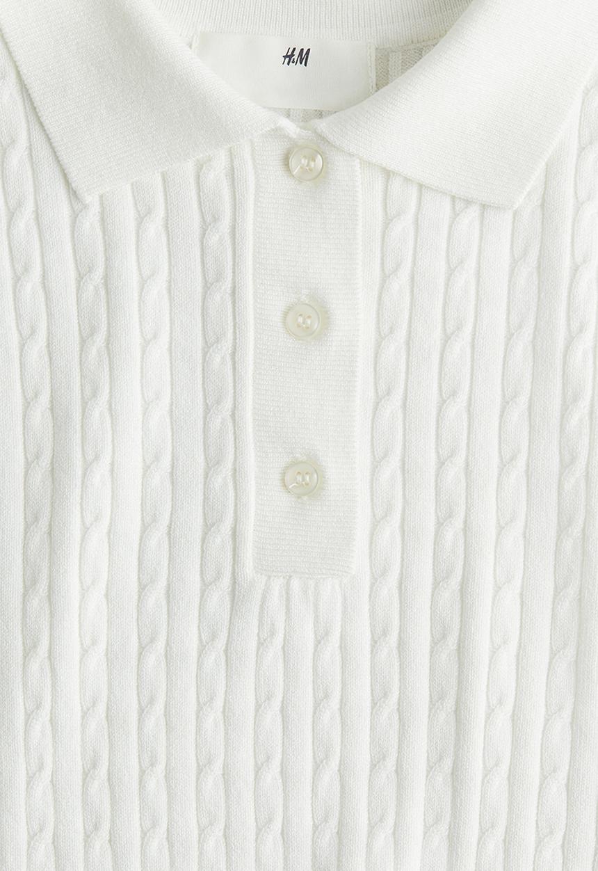 H&M - Short cable-knit top - white