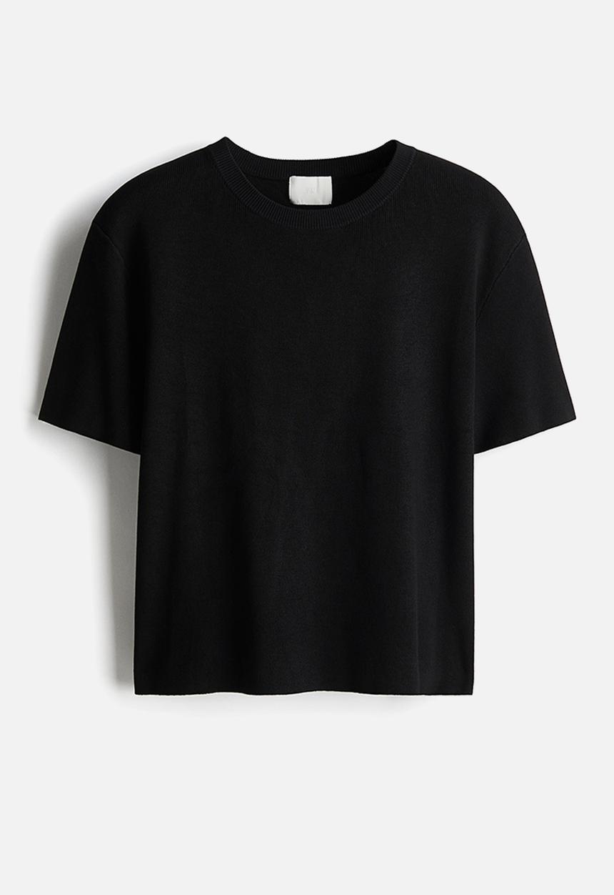 H&M - Fine-knit T-shirt - black