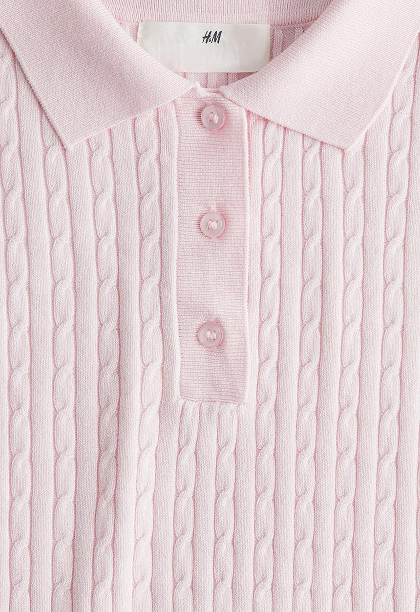 H&M - Short cable-knit top - light pink 