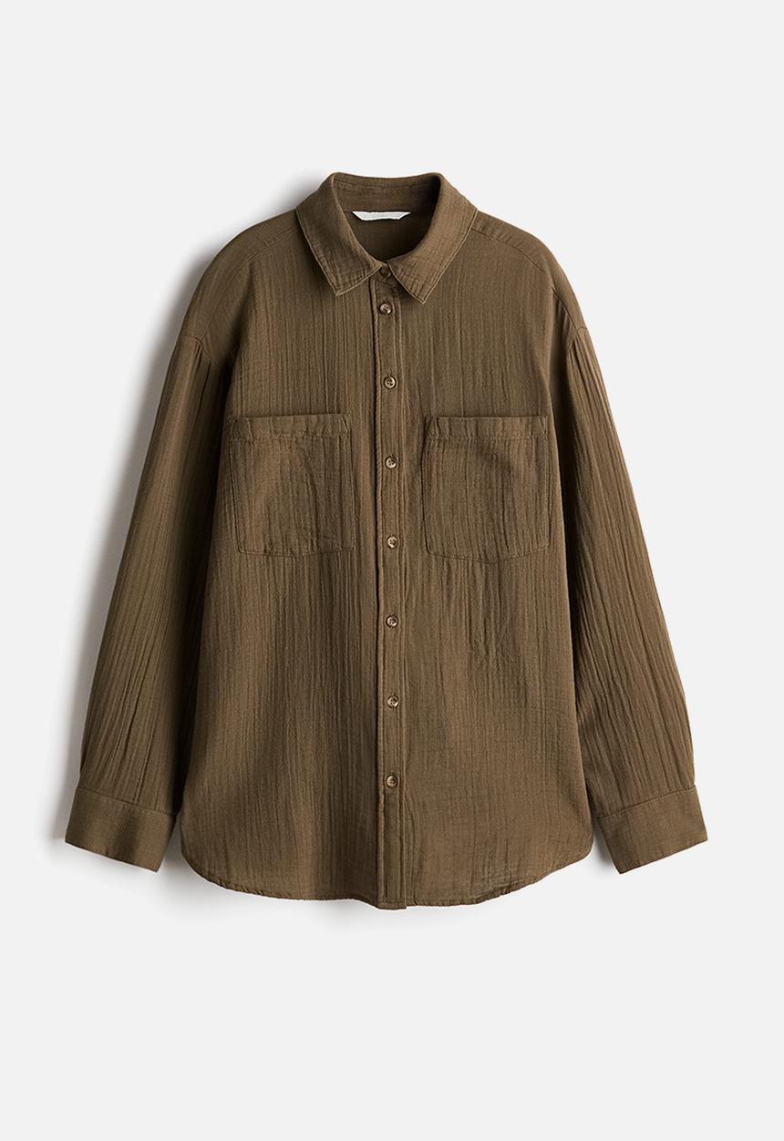 H&M - Cotton shirt - dark khaki green