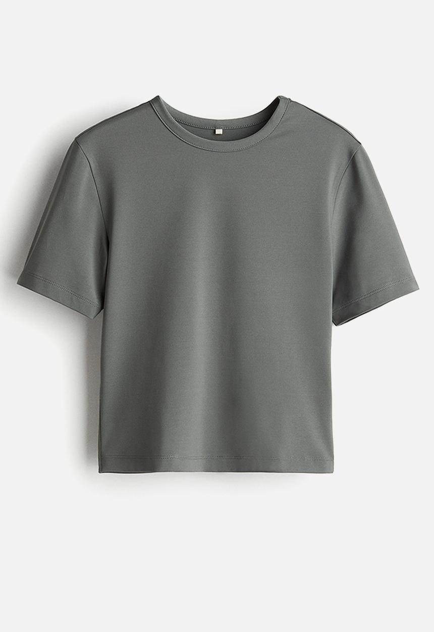 H&M - Cropped sports top with drymove™ - khaki