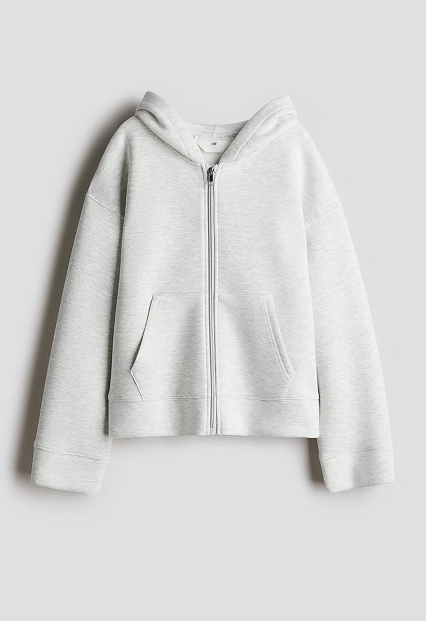H&M - Oversized scuba hoodie - light grey marl