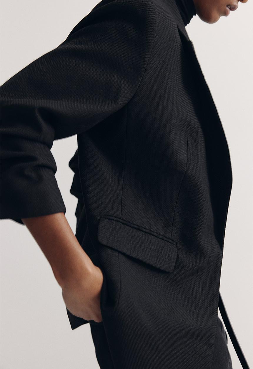 H&M - Gathered-sleeve blazer - black