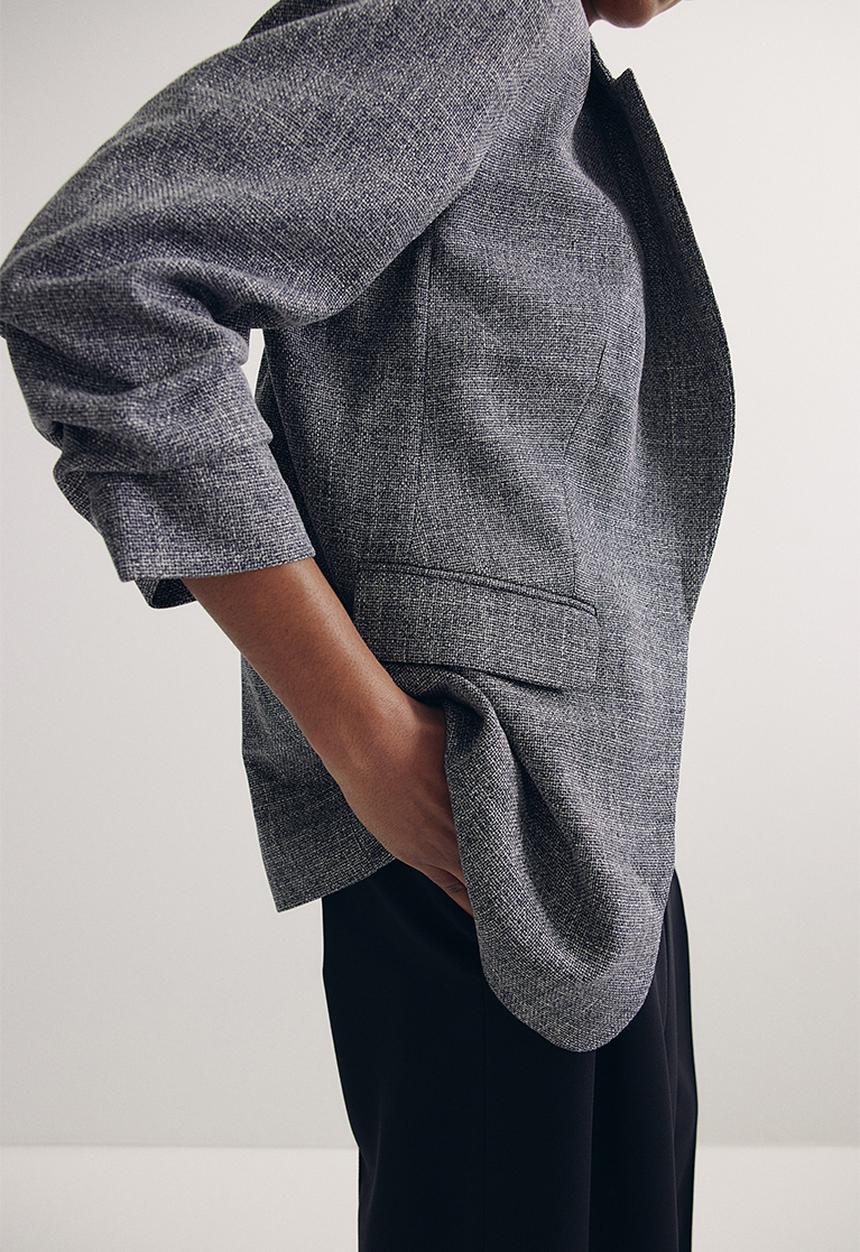 H&M - Gathered-sleeve blazer - blue