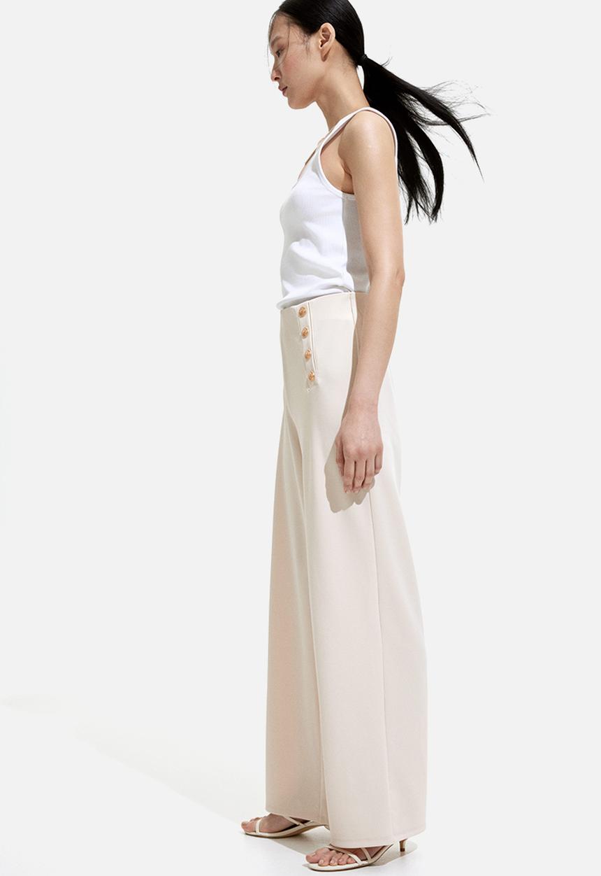 H&M - Button-front trousers -  cream