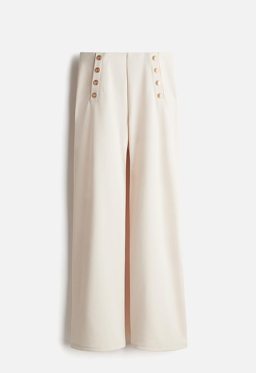 H&M - Button-front trousers -  cream