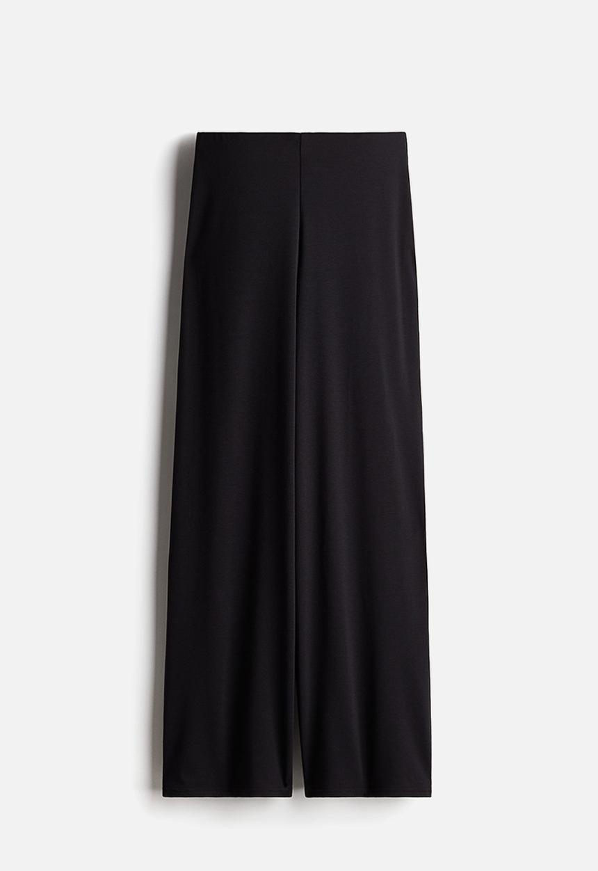 H&M - Wide jersey trousers - black