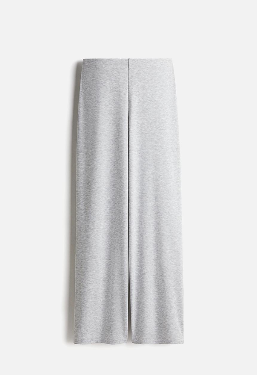 H&M - Wide jersey trousers - light grey marl 