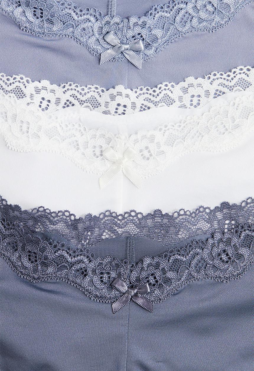 H&M - 3-Pack microfibre and lace hipster briefs - dusty blue/white