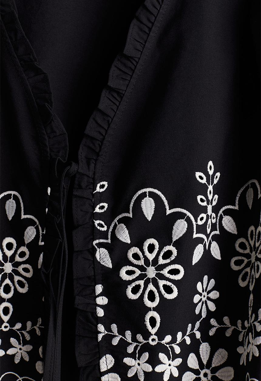 H&M - Broderie anglaise cotton blouse - black/floral