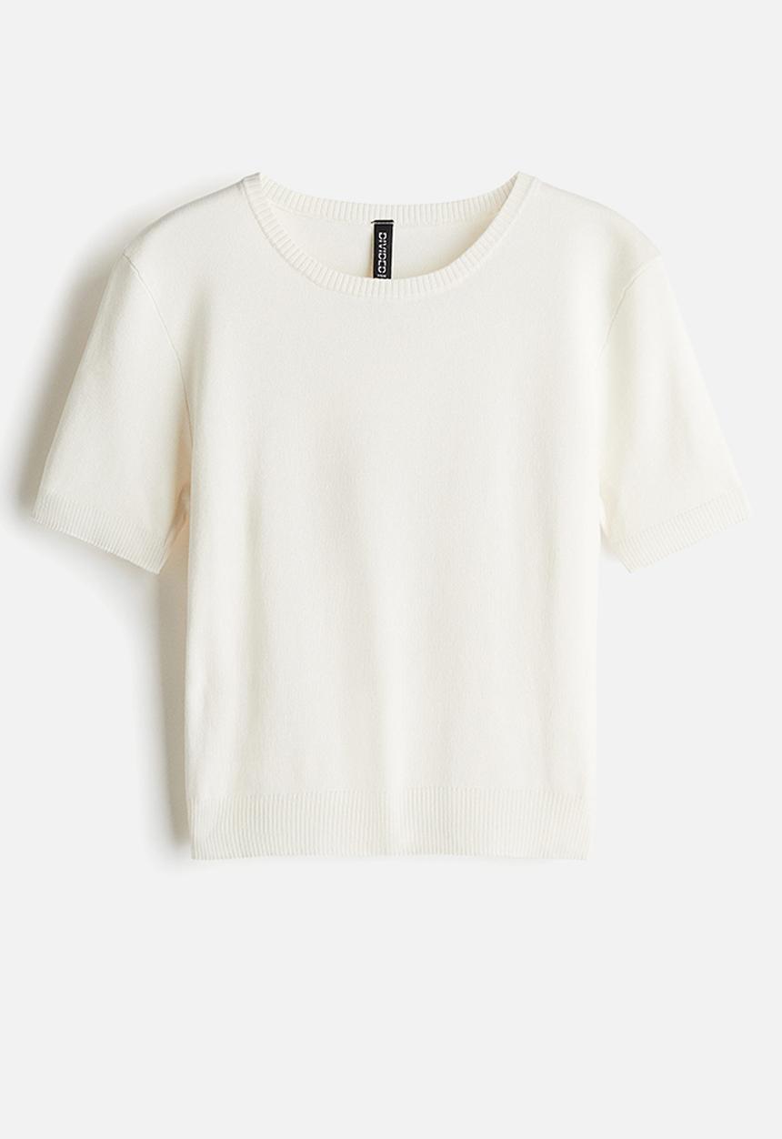 H&M - Fine-knit T-shirt - cream