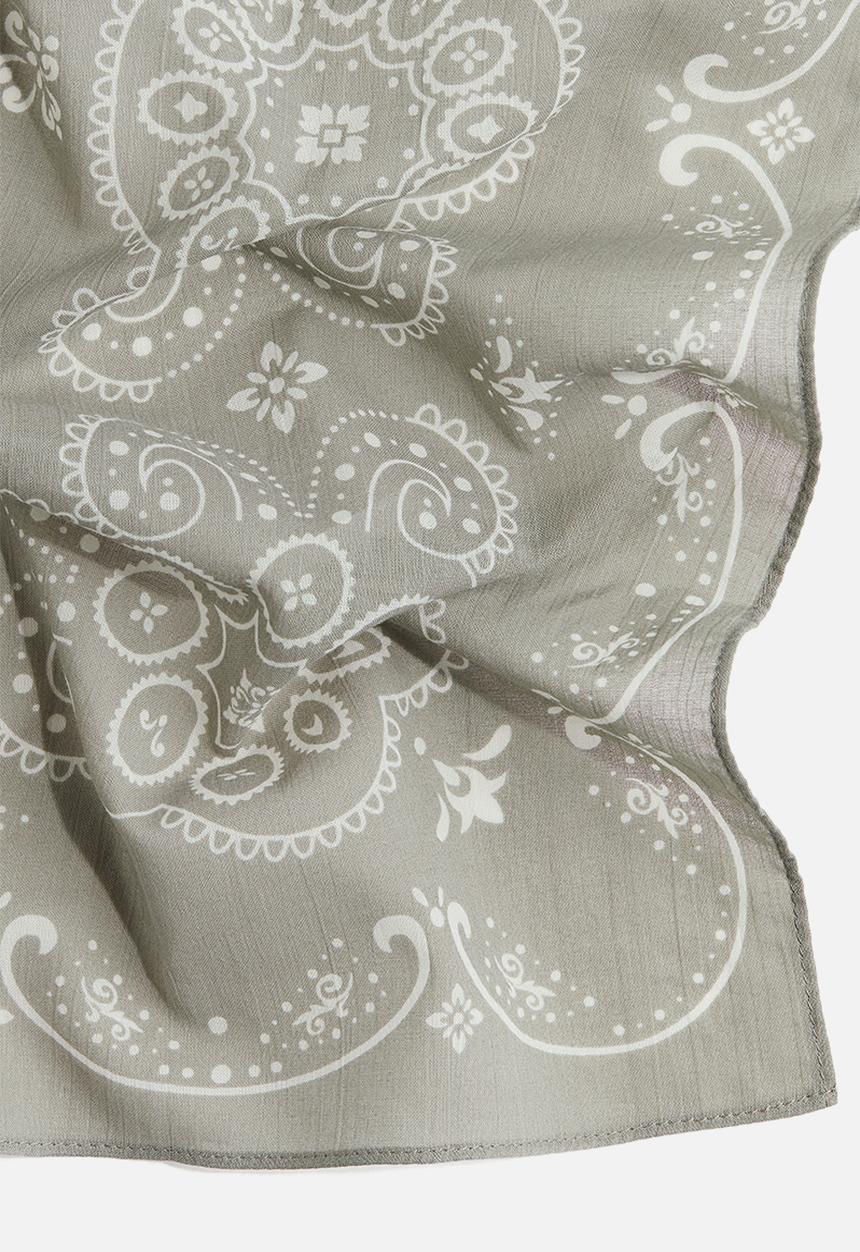 H&M - Patterned cotton scarf - dusty khaki green patterned