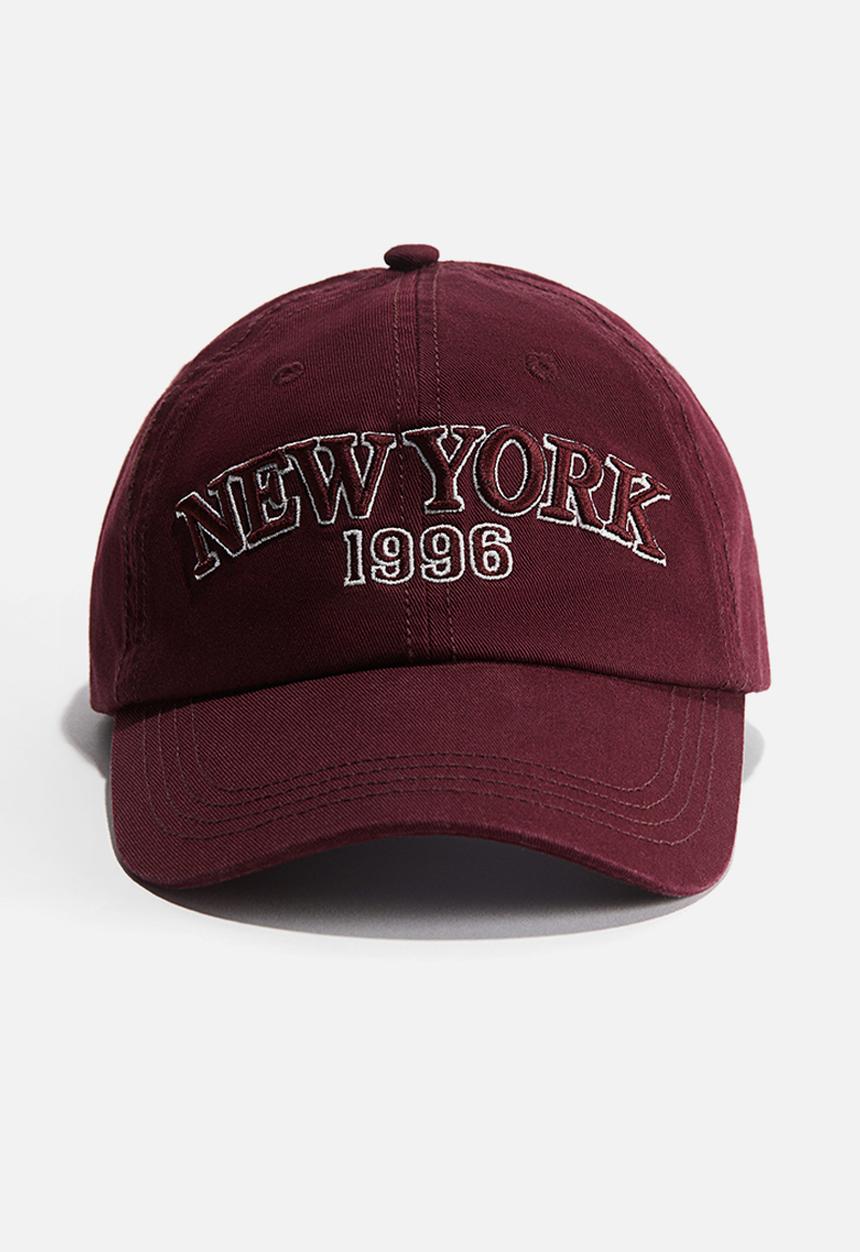 H&M - Embroidered cap - burgundy new york