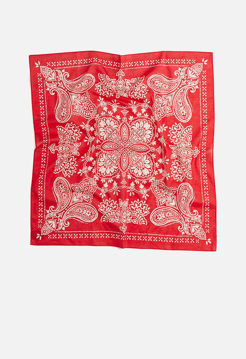 H&M - Patterned cotton scarf - red paisley-patterned