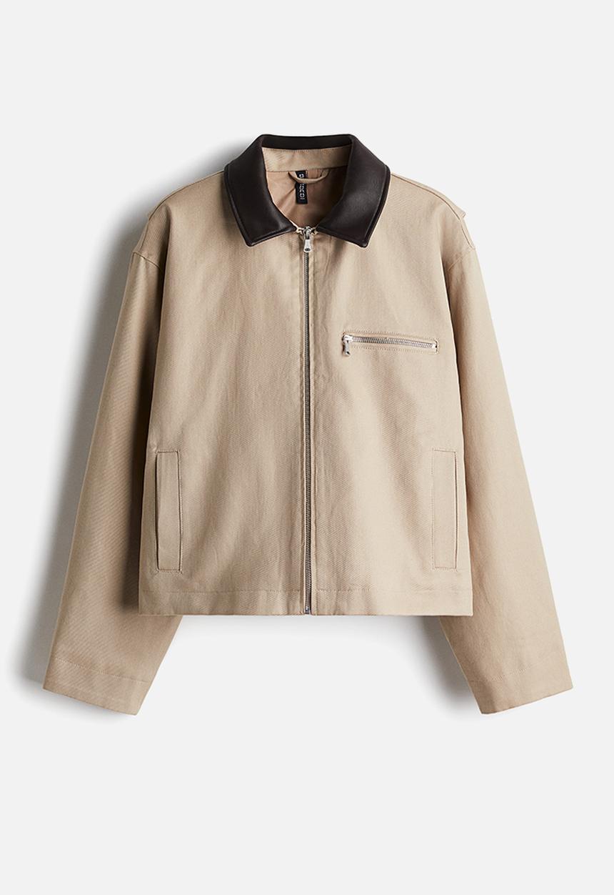 H&M - Coated-collar twill jacket - beige