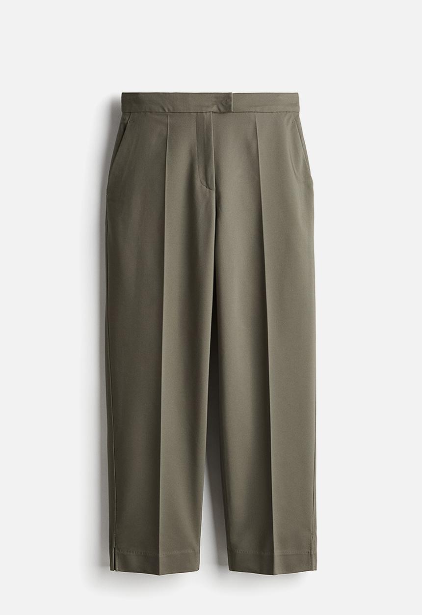 H&M - Tailored cigarette trousers - dark khaki green