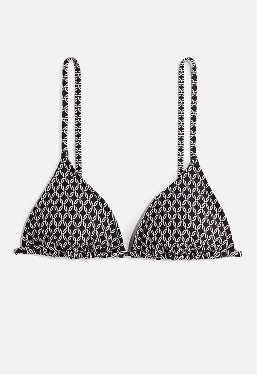 H&M - Padded triangle bikini top - black/patterned