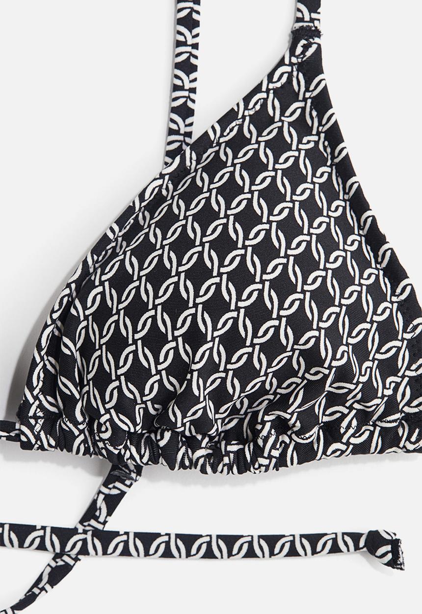 H&M - Padded triangle bikini top - black/patterned