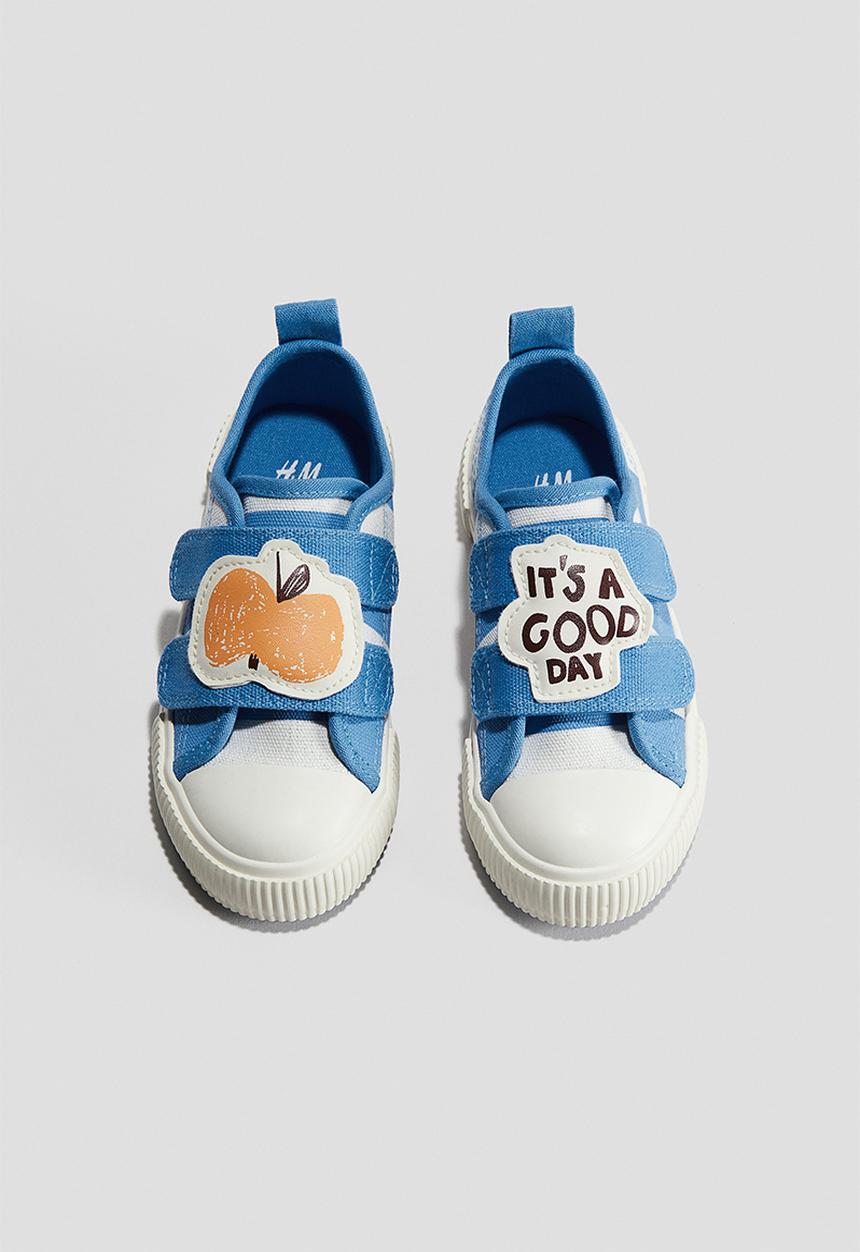 H&M - Cotton canvas trainers - blue it's a good day