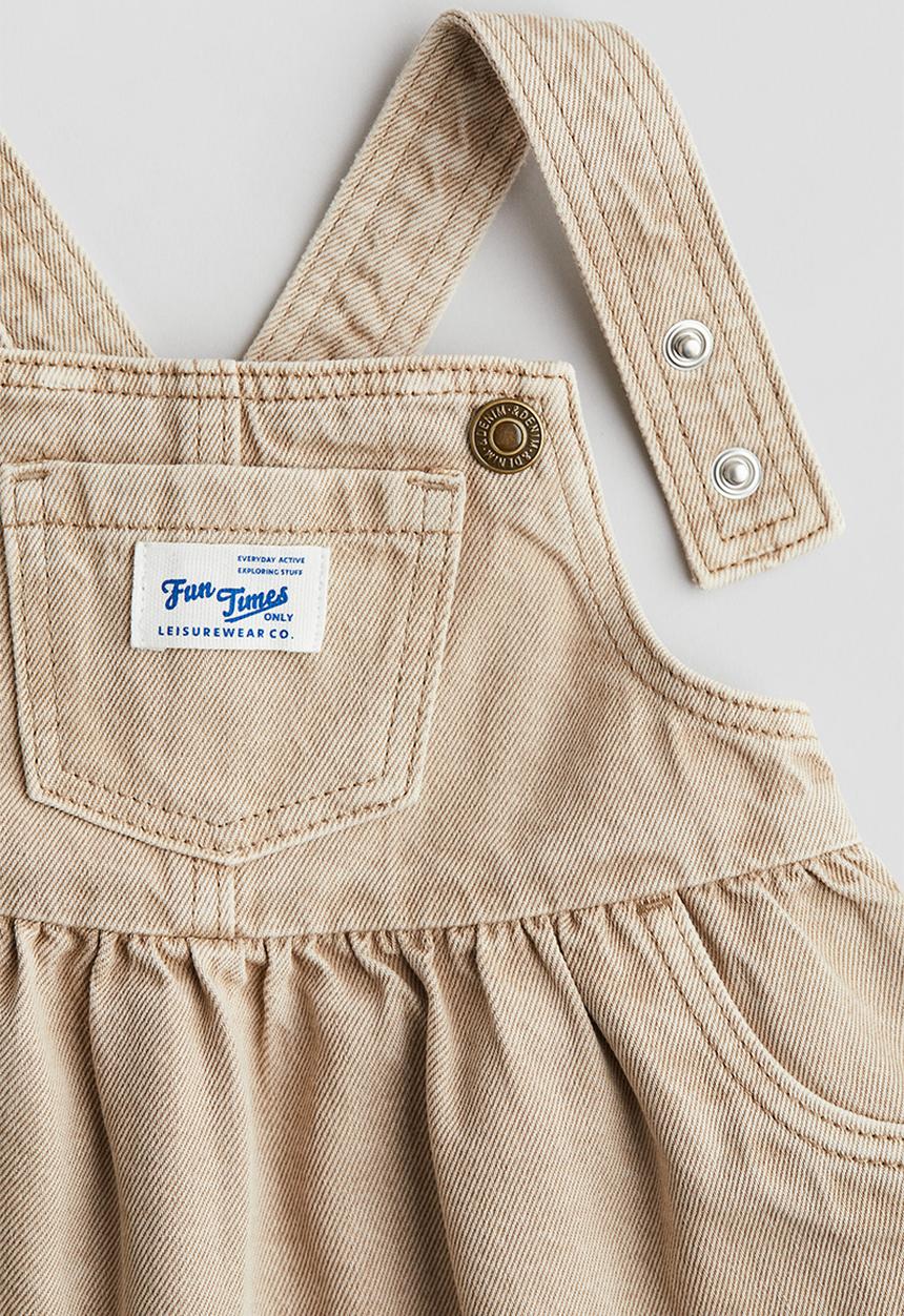 H&M - 2 piece denim dress and top set - beige & white