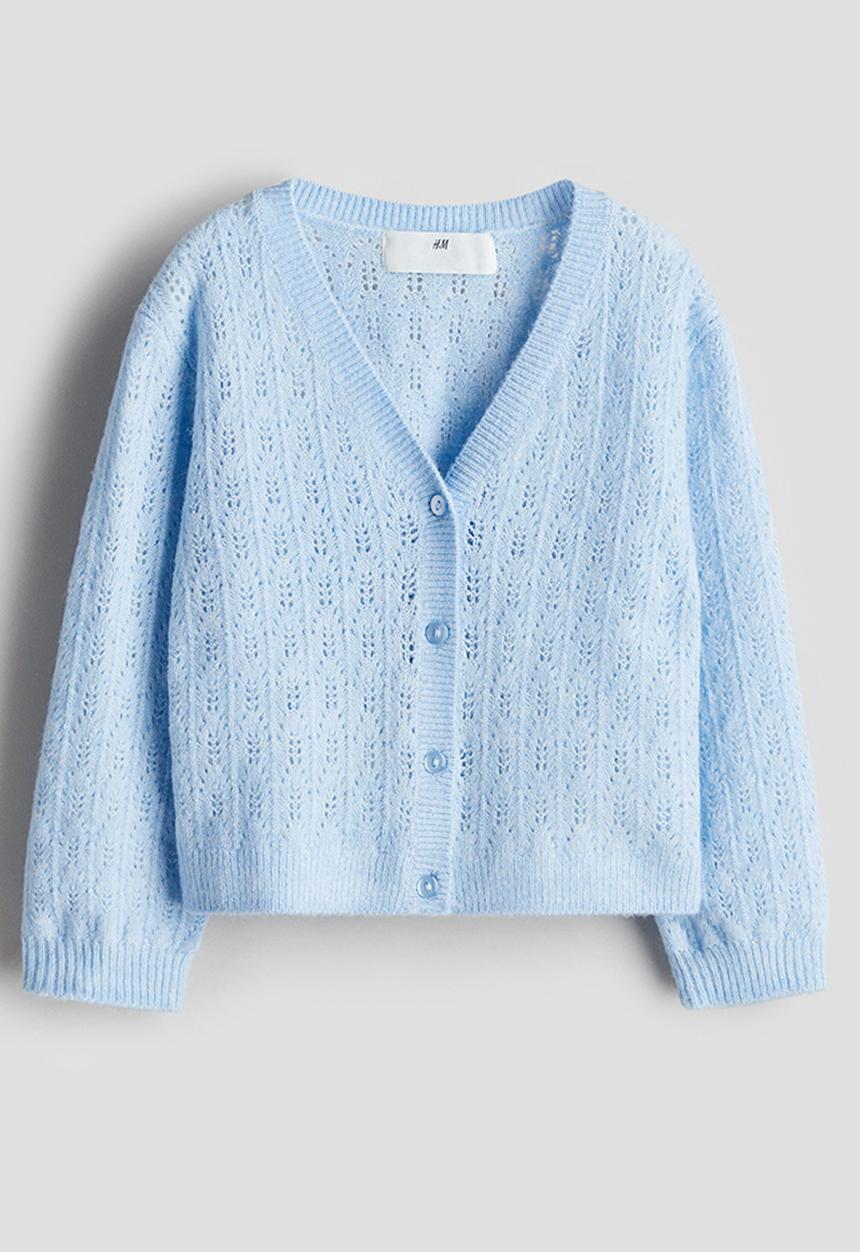 H&M - Pointelle-knit cardigan - light blue